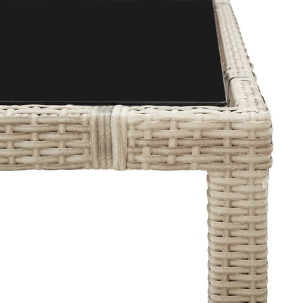 Matgrupp för trädgården med dynor 7 delar konstrotting beige