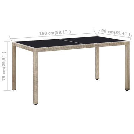 Matgrupp för trädgården med dynor 7 delar konstrotting beige