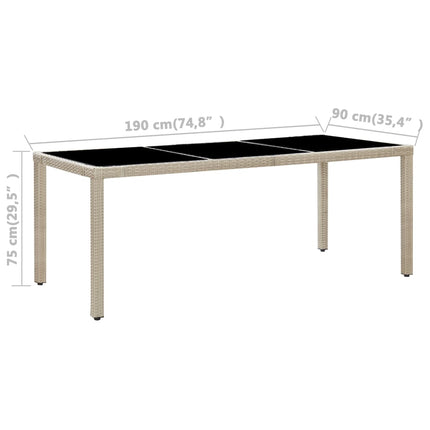 Matgrupp för trädgården med dynor 9 delar konstrotting beige