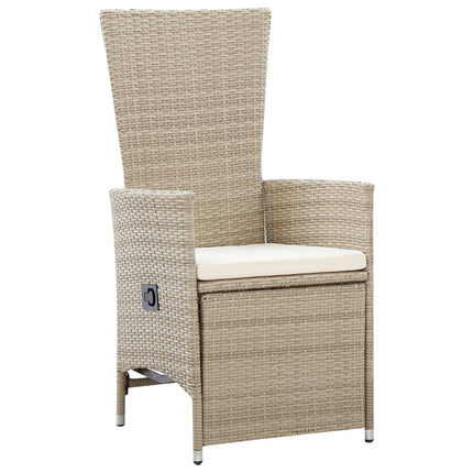 Justerbara trädgårdsstolar 2 st med dynor konstrotting beige