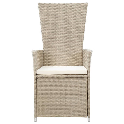 Justerbara trädgårdsstolar 2 st med dynor konstrotting beige