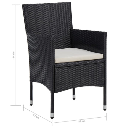 Matgrupp för trädgård 5 delar svart konstrotting och glas