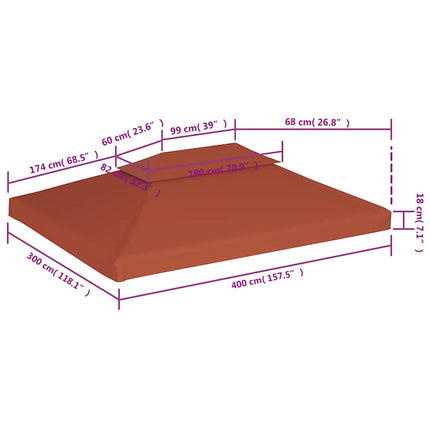 Paviljongtak med ventilering 310 g/m² 4x3 m terrakotta