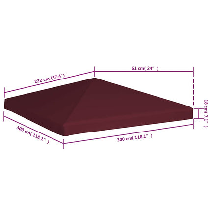 Paviljongtak 310 g/m² 3x3 m vinröd