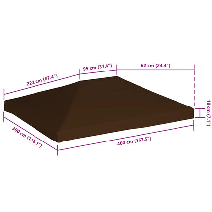 Paviljongtak 310 g/m² 3x4 m brun