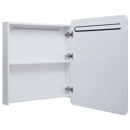 Badrumsspegel med skåp LED 68x9x80 cm