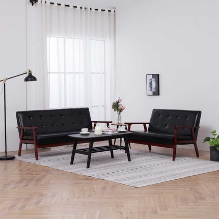 Soffgrupp 2 delar svart konstläder