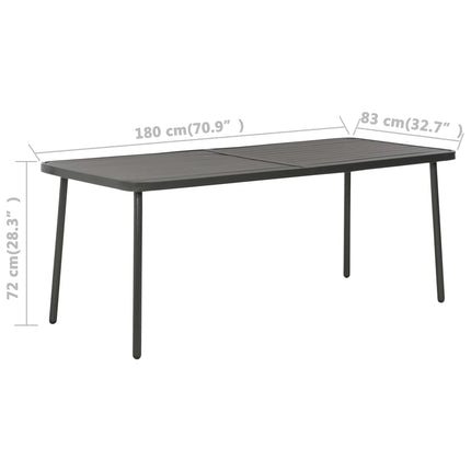 Trädgårdsbord mörkgrå 180x83x72 cm stål