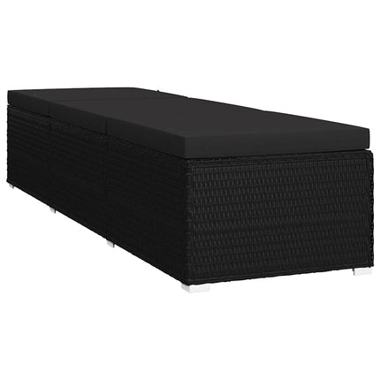 Trädgård Solloungers Reclining 3 pcs Svart Poly rattan