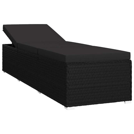 Trädgård Solloungers Reclining 3 pcs Svart Poly rattan