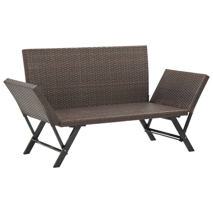 Trädgårdsbänk med dynor 176 cm brun konstrotting