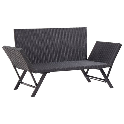 Trädgårdsbänk med dynor 176 cm svart konstrotting