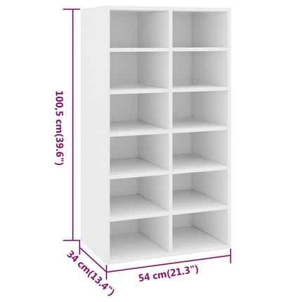 Skohylla vit 54x34x100,5 cm konstruerat trä