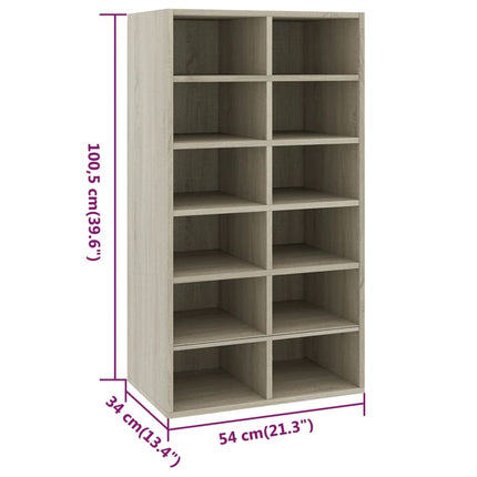 Skohylla sonoma-ek 54x34x100,5 cm konstruerat trä