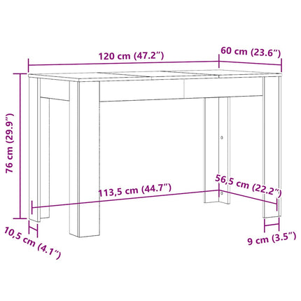 Matbord betonggrå 120x60x76 cm konstruerat trä