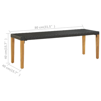 Trädgårdsbänk 80 cm konstrotting svart