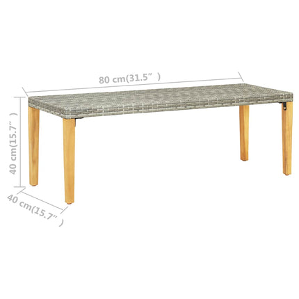 Trädgårdsbänk 80 cm konstrotting grå