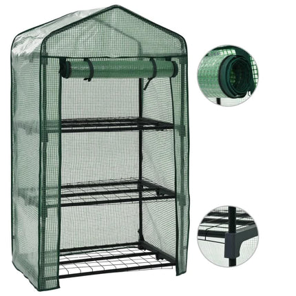 Miniväxthus 3 hyllor 69x49x125 cm