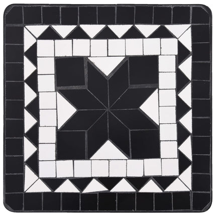 Sidobord med mosaik svart och vit keramik