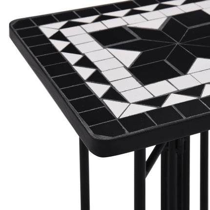 Sidobord med mosaik svart och vit keramik