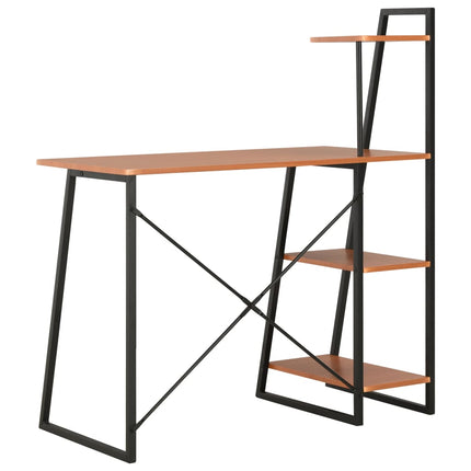 Skrivbord med hyllenhet svart och brun 102x50x117 cm