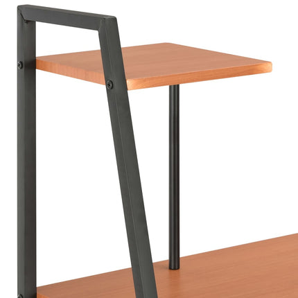 Skrivbord med hyllenhet svart och brun 102x50x117 cm