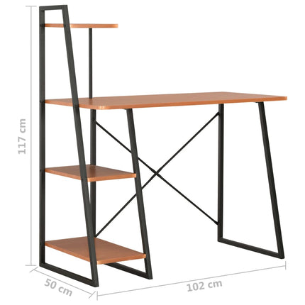 Skrivbord med hyllenhet svart och brun 102x50x117 cm