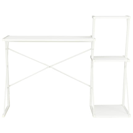 Skrivbord med hylla vit 116x50x93 cm