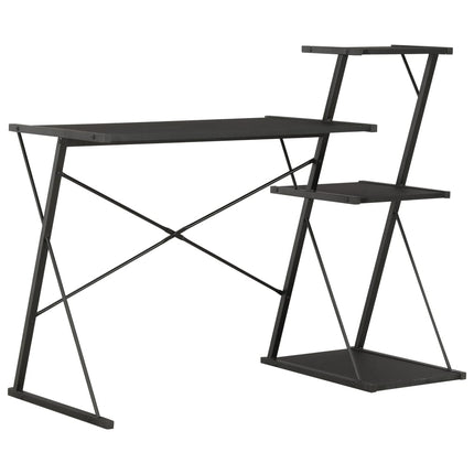 Skrivbord med hylla svart 116x50x93 cm