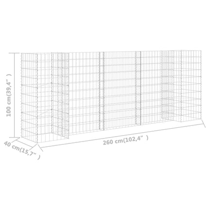 Planteringsgabion H-formad stål 260x40x100 cm