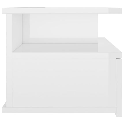 Svävande sängbord 2 st vit högglans 40x31x27 cm konstruerat trä
