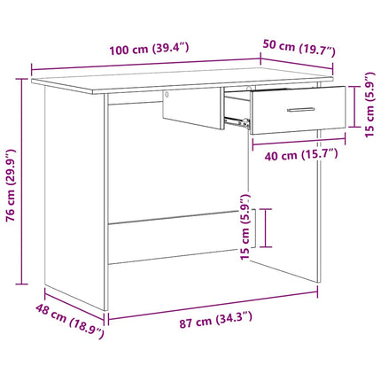 Skrivbord vit 100x50x76 cm konstruerat trä