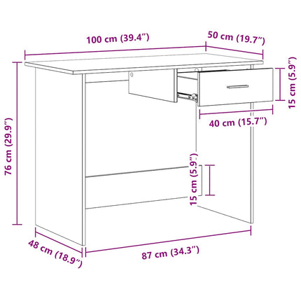 Skrivbord vit högglans 100x50x76 cm konstruerat trä