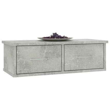Väggmonterade lådor betonggrå 60x26x18,5 cm konstruerat trä