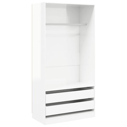 Garderob högglans vit 100x50x200 cm konstruerat trä