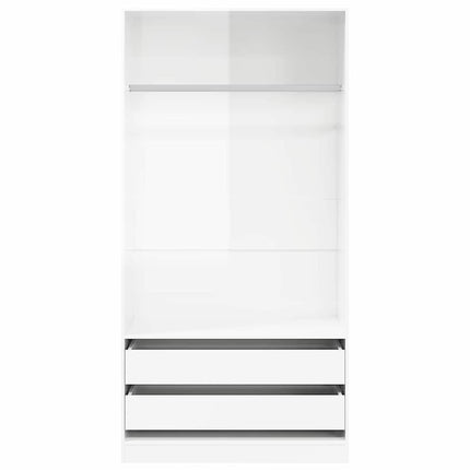 Garderob högglans vit 100x50x200 cm konstruerat trä