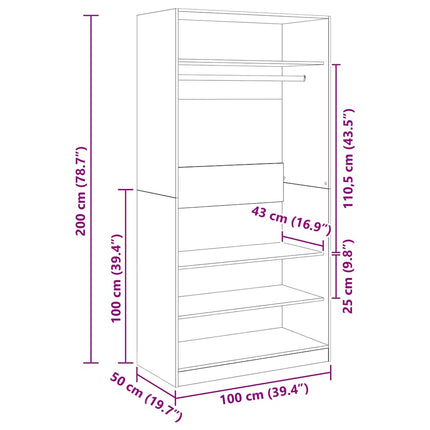 Garderob högglans vit 100x50x200 cm konstruerat trä