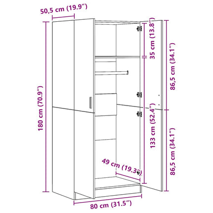 Garderob vit 80x52x180 cm konstruerat trä