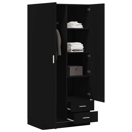 Garderob svart 80x52x180 cm konstruerat trä