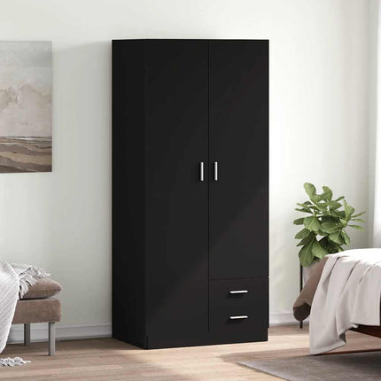 Garderob svart 80x52x180 cm konstruerat trä