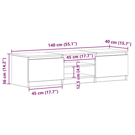 Tv-bänk svart 140x40x35,5 cm konstruerat trä