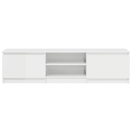 TV-bänk vit högglans 140x40x35,5 cm konstruerat trä