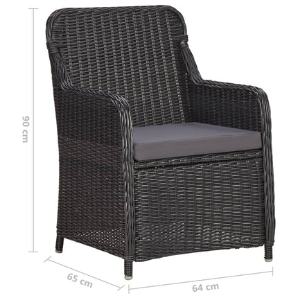 Caféset med dynor 3 delar konstrotting svart