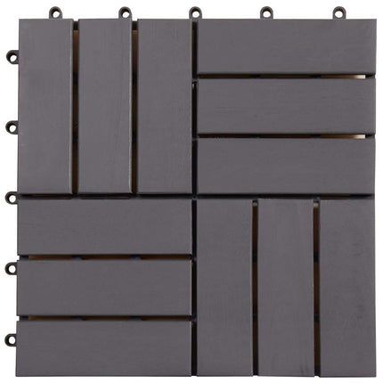 Terrassplattor 10 pcs Grå 30 x 30 cm Akacia Hårdträ