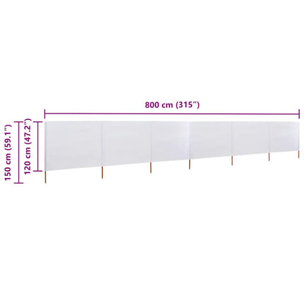 Vindskydd 6 paneler tyg 800x120 cm sandvit