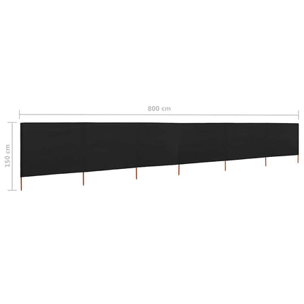Vindskydd 6 paneler tyg 800x120 cm svart