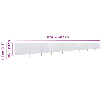 Vindskydd 9 paneler tyg 1200x80 cm sandvit