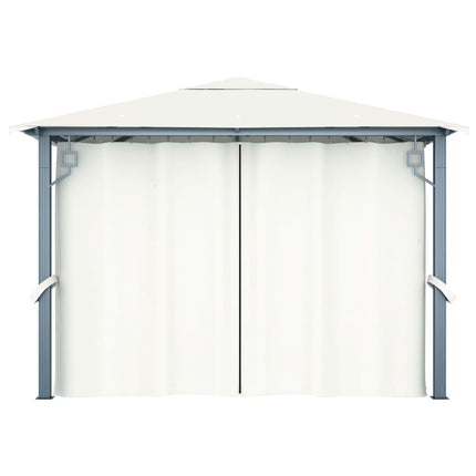 Paviljong med draperier 300x300 cm gräddvit aluminium