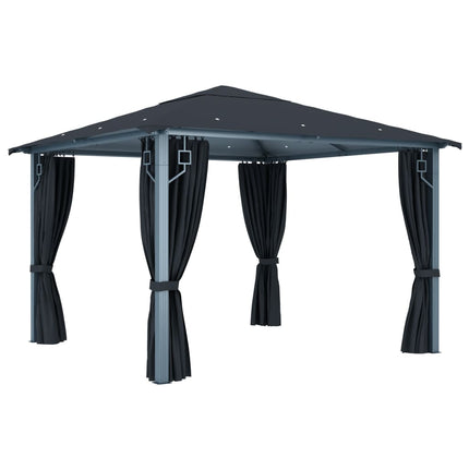 Paviljong med gardiner 300x300 cm antracit aluminium