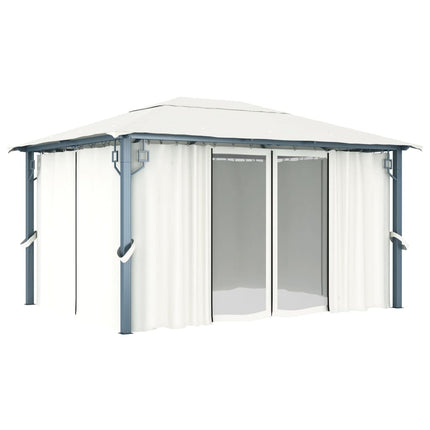 Paviljong med draperier 400 x 300 cm gräddvit aluminium
